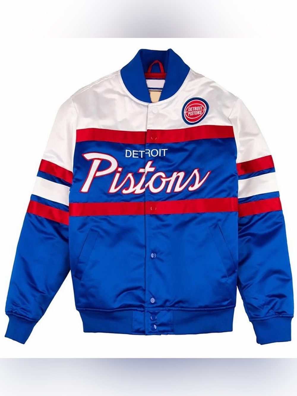NBA Detroit Pistons Blue White Red Varsity Jacket